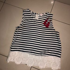 White and Navy Blouse